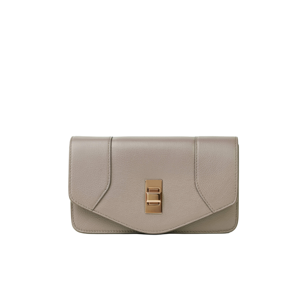 Women's Luxury Crossbody Mini Bag Handcrafted In Beige Calfskin Entirely Designed And Made In Italy 