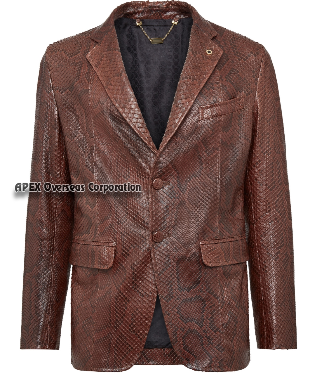 Men Autumn New Python,Alligator And Ostrich Embossed Texture Leather Slim Fit Blazer Jacket Overcoat Outerwear Coat 