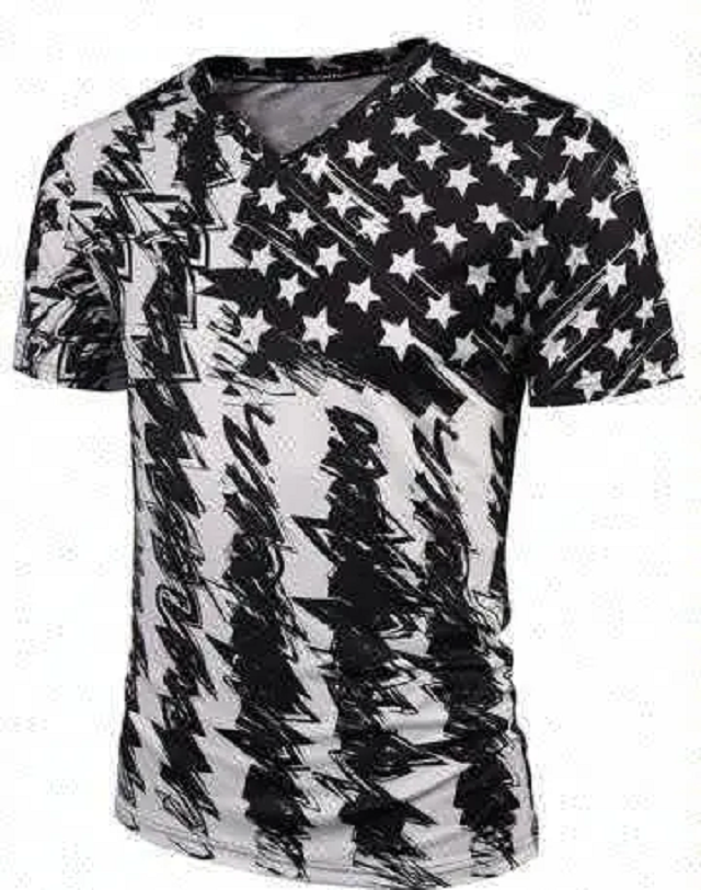 Hot Selling Latest Collection 2023 100% Cotton Fabric Country Flag Printed T-shirts V-neck Design Comfortable T-shirts For Men 
