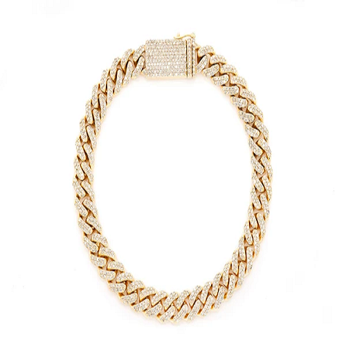 Iced Out Miami Cuban Link Chain Bracelet Factory Wholesale Jewelry Solid Gold Mens Chains Male Cuban Chain Hip Hop Link Bracelet 