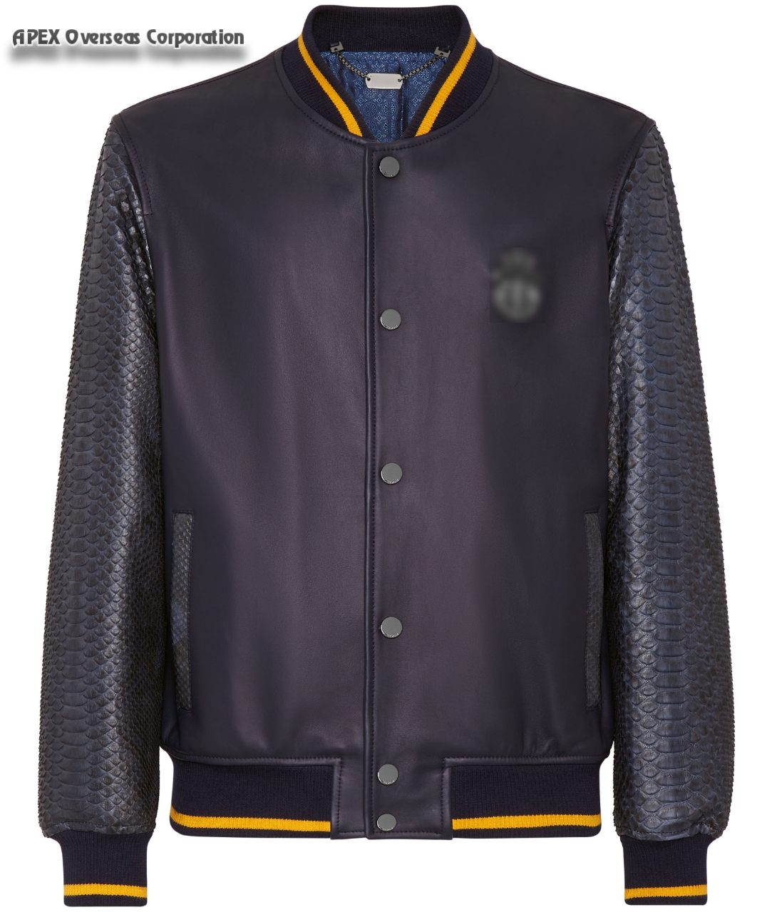 Python Embossed Leather Jacket For Men's New Black Leather Bomber Jacket Style Python Panels Sleeves Snakeskin Leather Jacket 