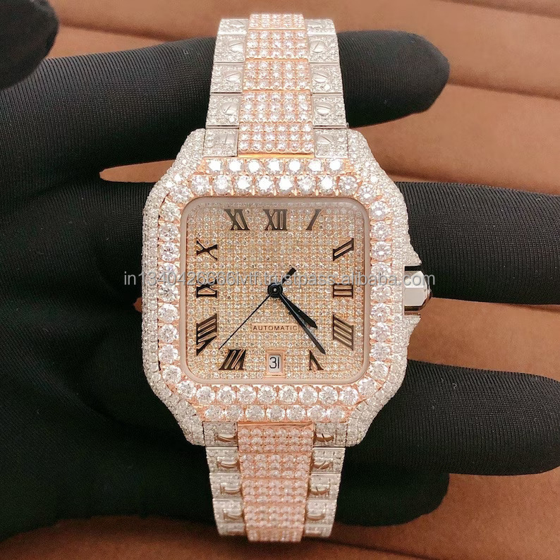 Moissanite Diamond Watch For Mens | Handmade Moissanite Studded Watch | Moissanite Hip-hop Watch