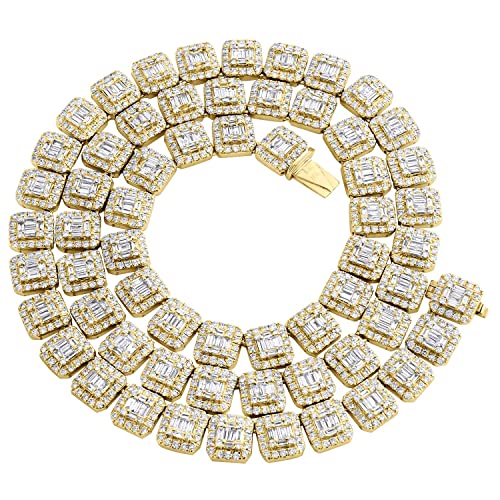 Exclusive Unique Design Sparkling Baguette Invisible Diamond Tennis Chain In 10k Yellow Gold