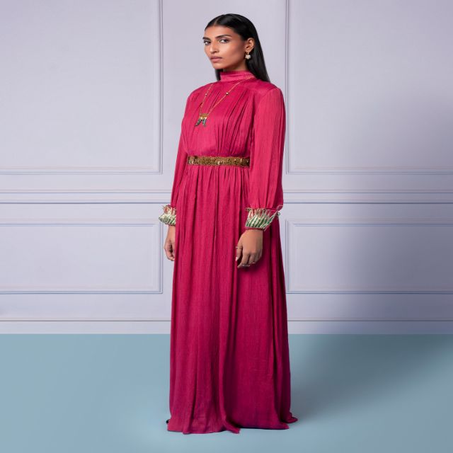 Excellent Quality Rumi Pink Gown Long Dress For Women Party And Wedding Wear From Indian Exporter At Affordable Prices 