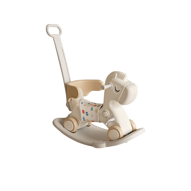 2-in-1 Kids Rocking Horse Toy And Ride-on Slide Car Comfortable Wide Seat 