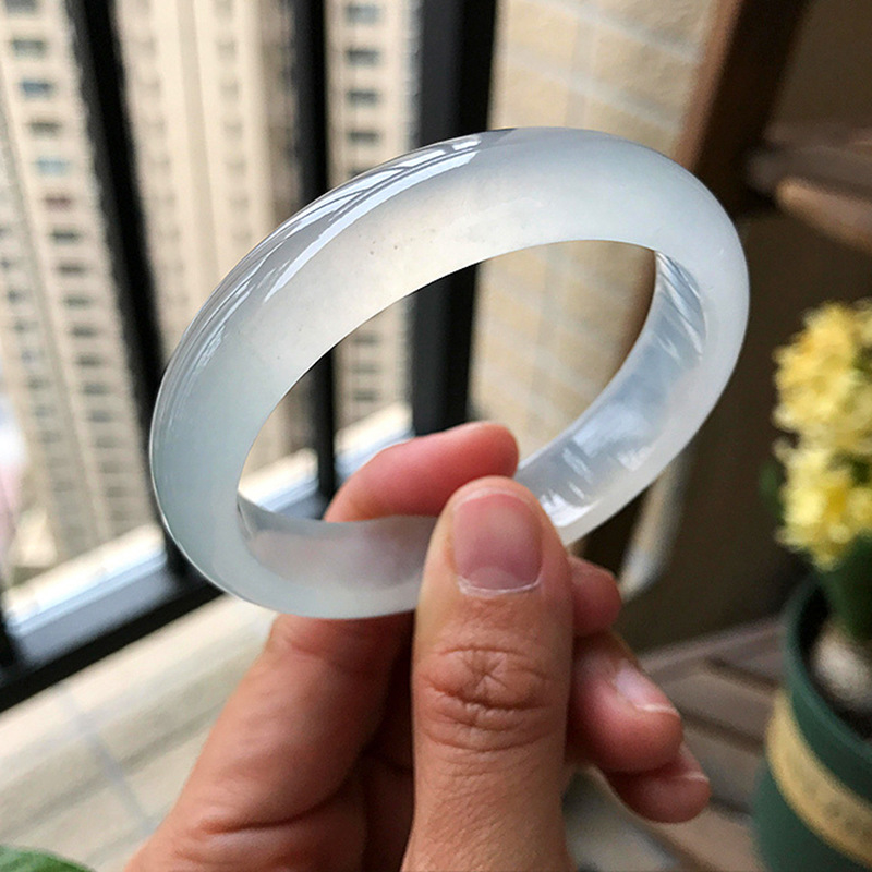 Jadeite White Moonlight Jade Bracelet Natural Myanmar Mine Timber Ice-like Jade Jade Bracelet Highest-ranking Bracelet