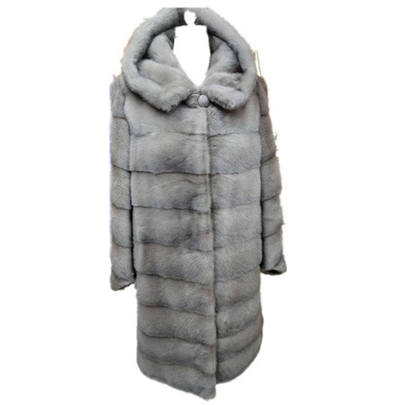 Factory Directly Sale New Style Outdoor Mid Length Blue Cosy Simple Fancy Long Mink Faux Fur Women Coat 