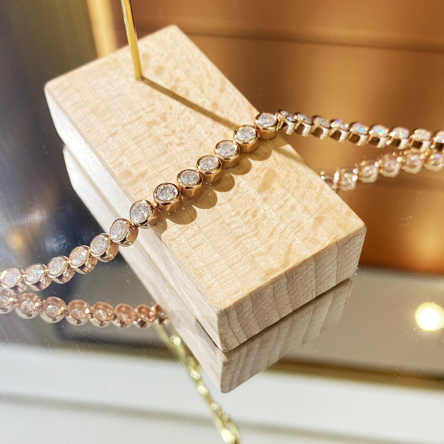 Real 9k 14k 18k Solid Gold Hip Hop Tennis Chain 3mm 4mm 5mm Round Cut Vvs Moissanite Tennis Bracelet Necklace