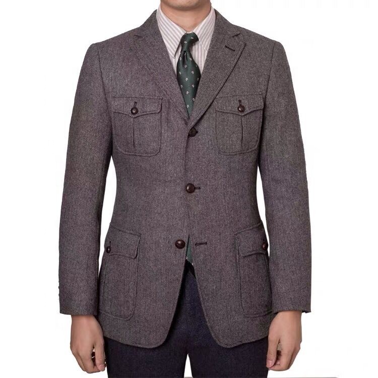 Mtm Made To Measure Customized Handmade European Style Business Safari Jacket Slim Fit Jackets Mens Blazers Casual 