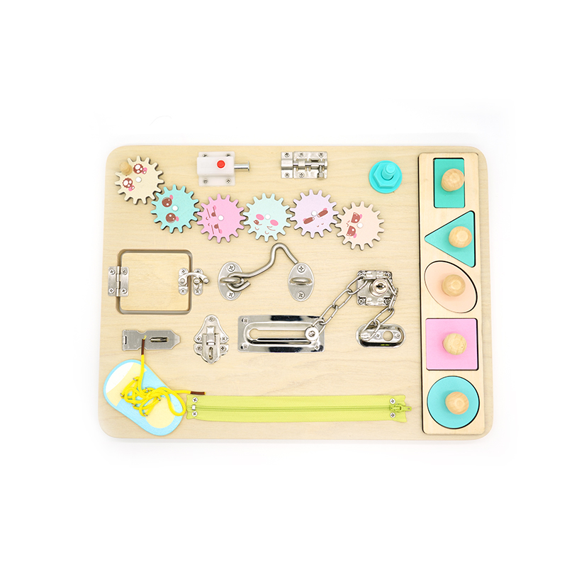 Montessori Wooden Busy Board Children Early Learning Locking Teaching Aids Multifunctional Wooden Educational Toys