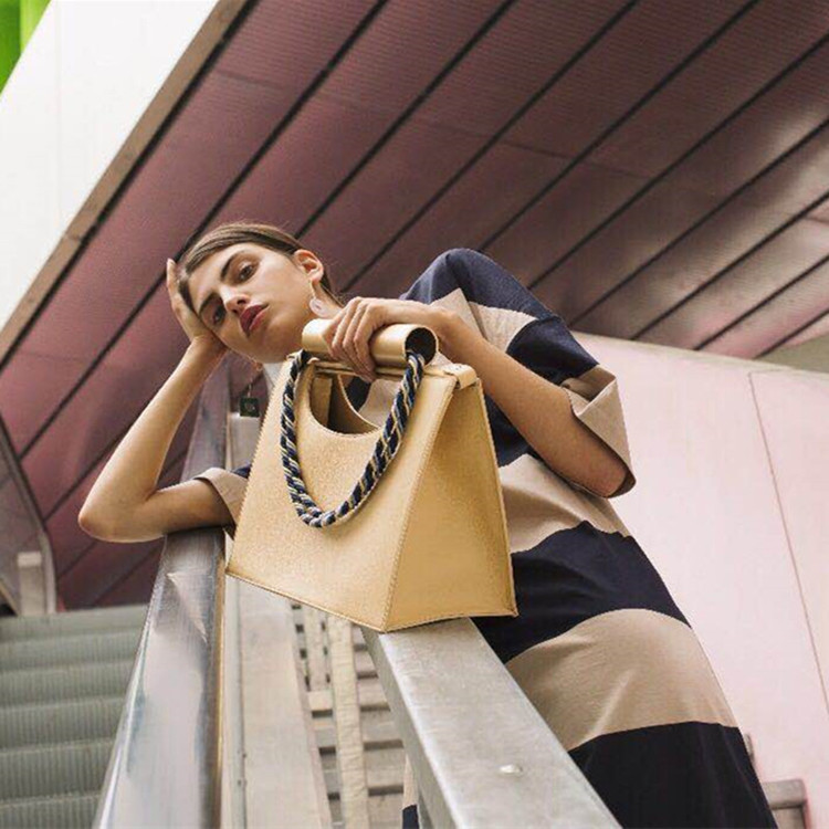 European And American Style Braided Rope Shoulder Bag Women's Large-capacity Tote Bag Metal Handle Handbags 