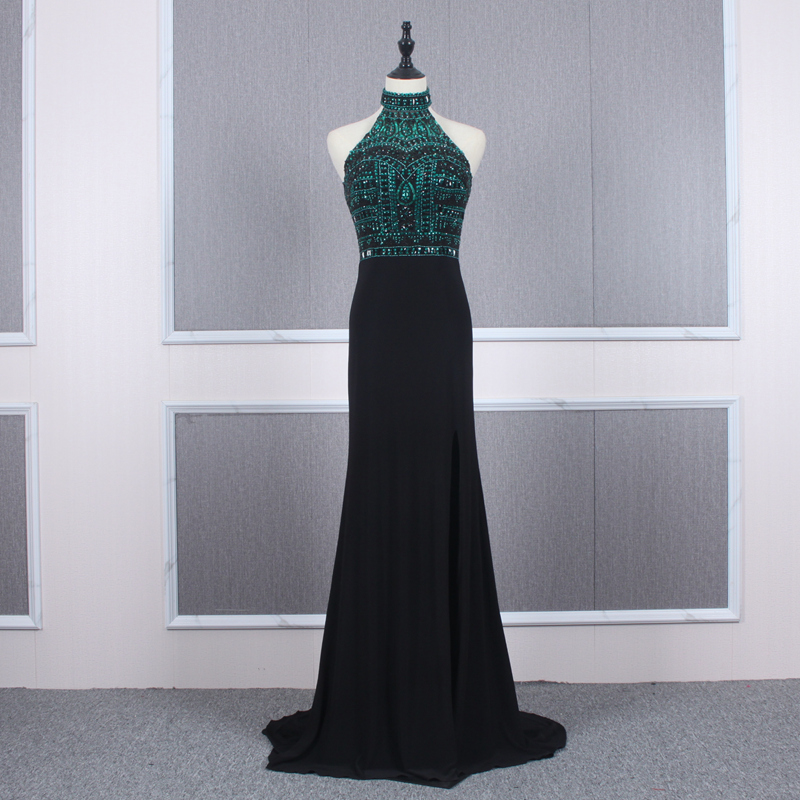 Jancember Yy182 High Neck Halter Vintage Women Clothing Prom Dresses Black Party Evening Dresses Luxurious 