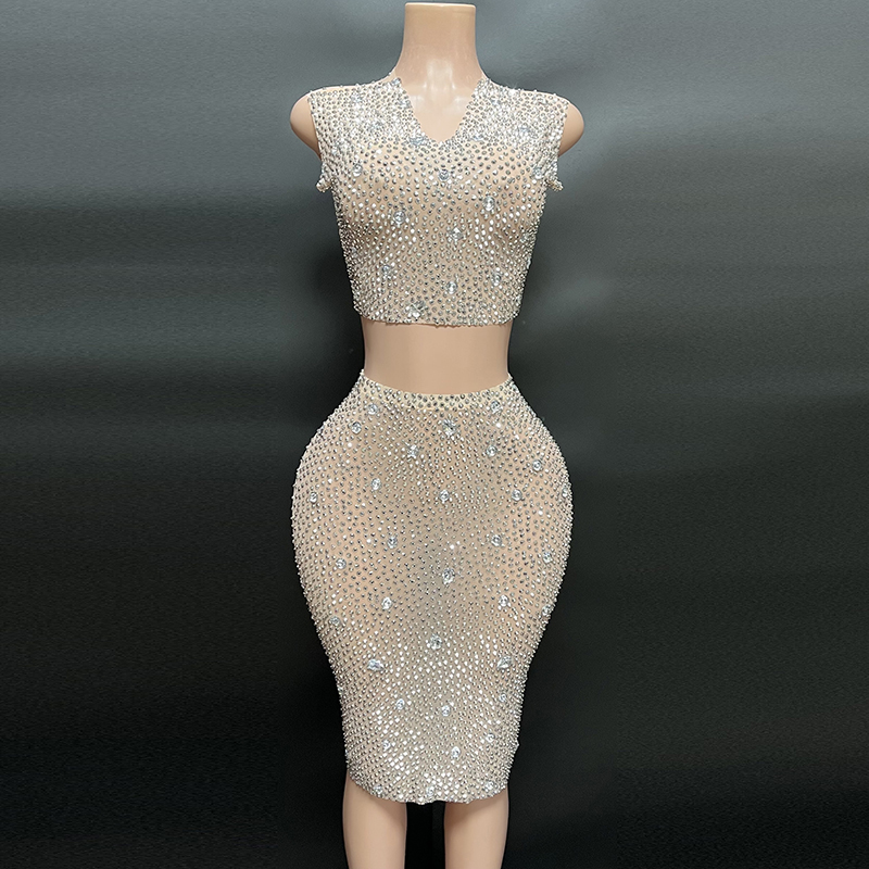 Novance Clothing Line Vendor Rhinestone Women's Pants Party Sexy Club Stage Latex Catsuit Open Crotch Rompers And Jumpsuit Women 