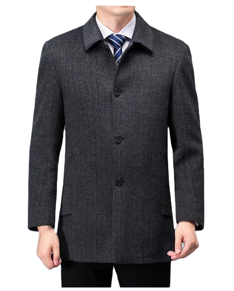 Business casual woolen coat for men detachable down inner lining woolen men's jacket coat
