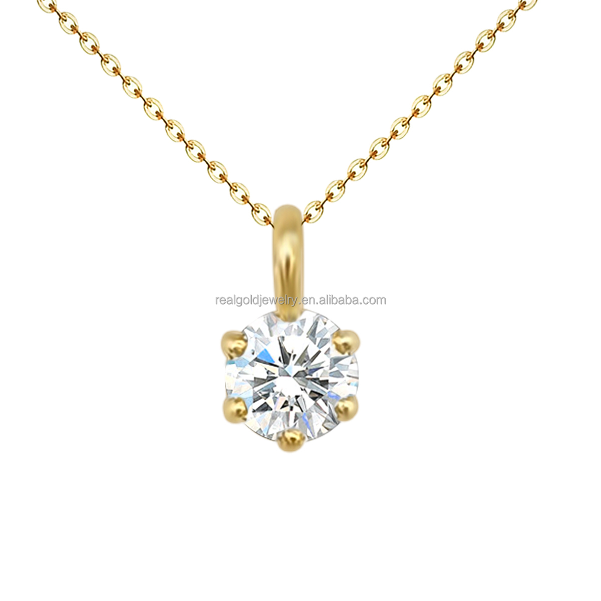 New Trendy Design 18K Au750 Real Solid Gold Necklace with CVD HPHT Round Cut Lab Grown Diamond Solitaire Pendant Fine Jewelry
