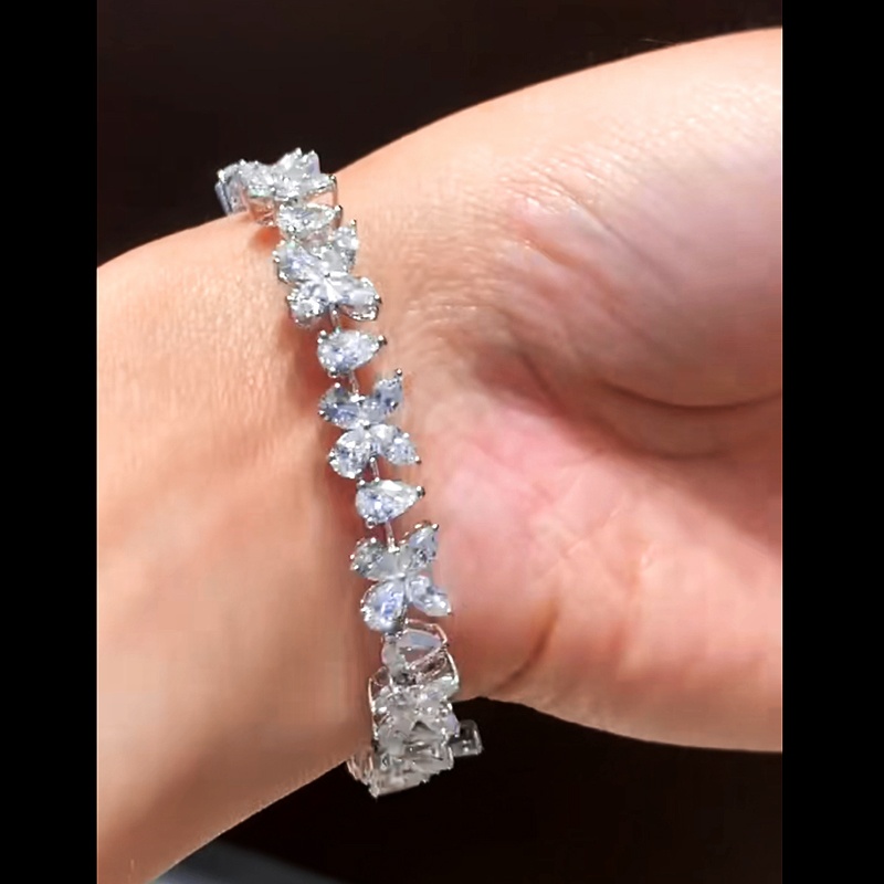 Hailer Jewelry 10k 14k 18k White Real Gold Fancy Butterfly Lab Diamond Tennis Bracelet 