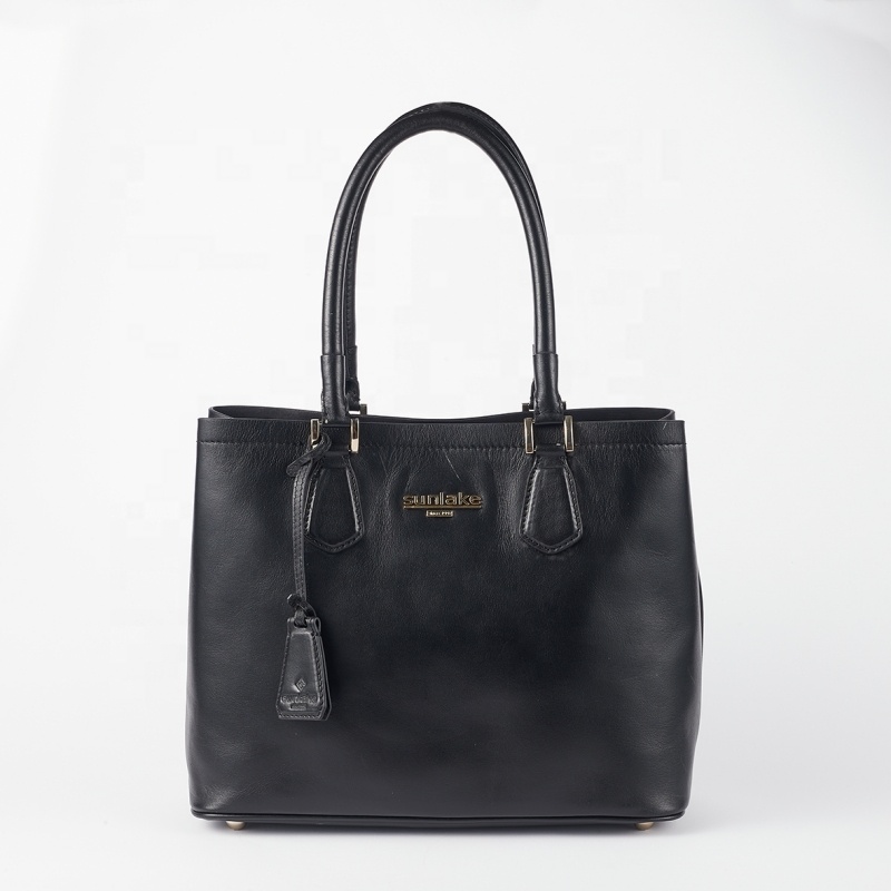 Luxury Simple Casual Design High Quality Custom Women Cowhide Genuine Leather Bag Ladies Real Leather Handbags 