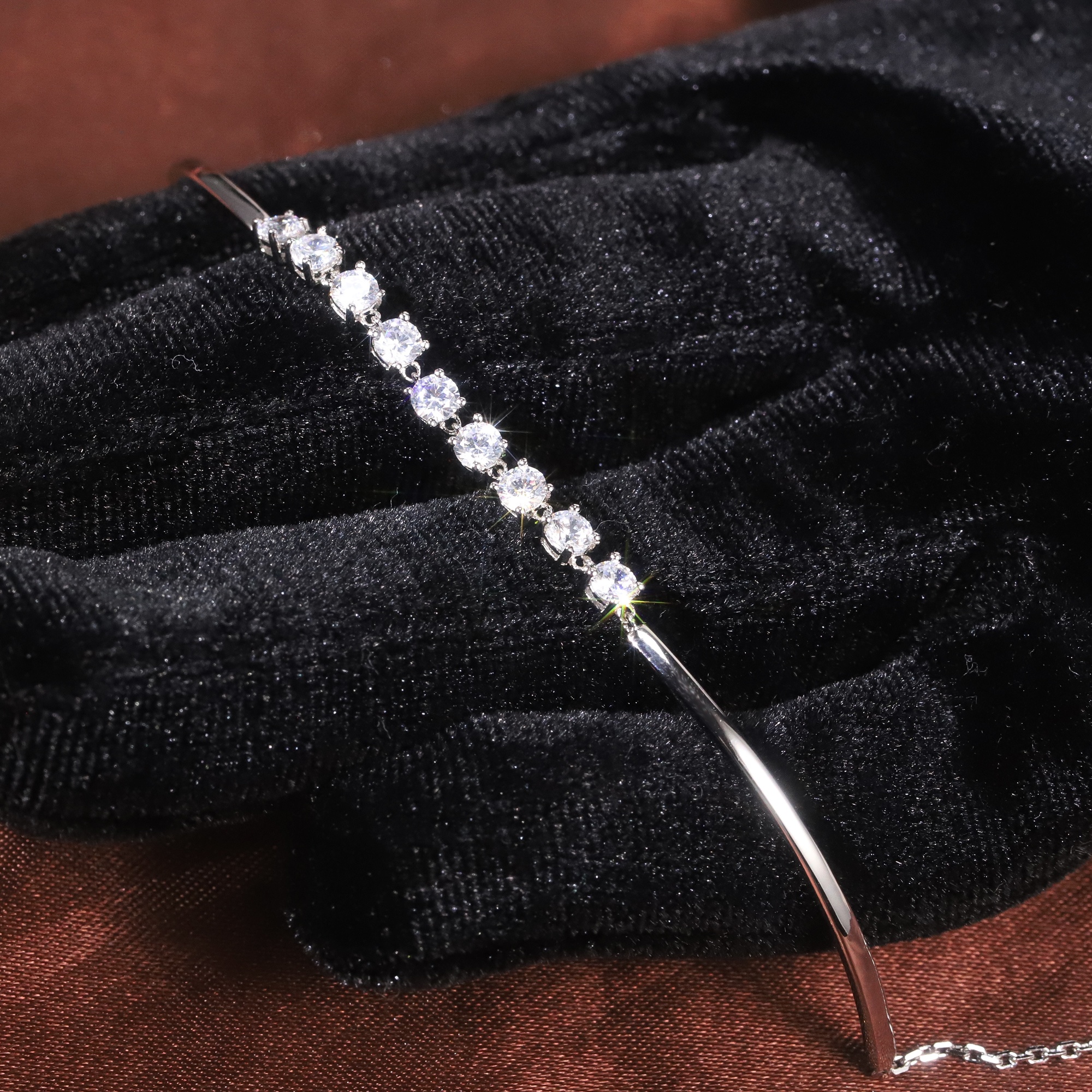 Su216 Abiding Hot Selling 10k 14k White Gold 3mm Real Natural Diamond Tennis Chain Bracelet Women 
