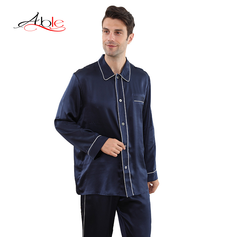 Able Daster Piyama Silk Blue Peignoir Gecelik Pijama Seda Chemises De Nuit OEM/ODM Men'S Sleepwear Plus Size Long Mens Pajamas
