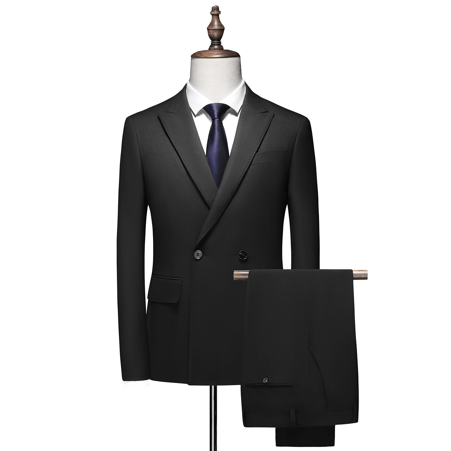 Men's Fashion Business Casual Gentlemen's Double Breasted Wool Korean Edition British Style 2-piece Set 