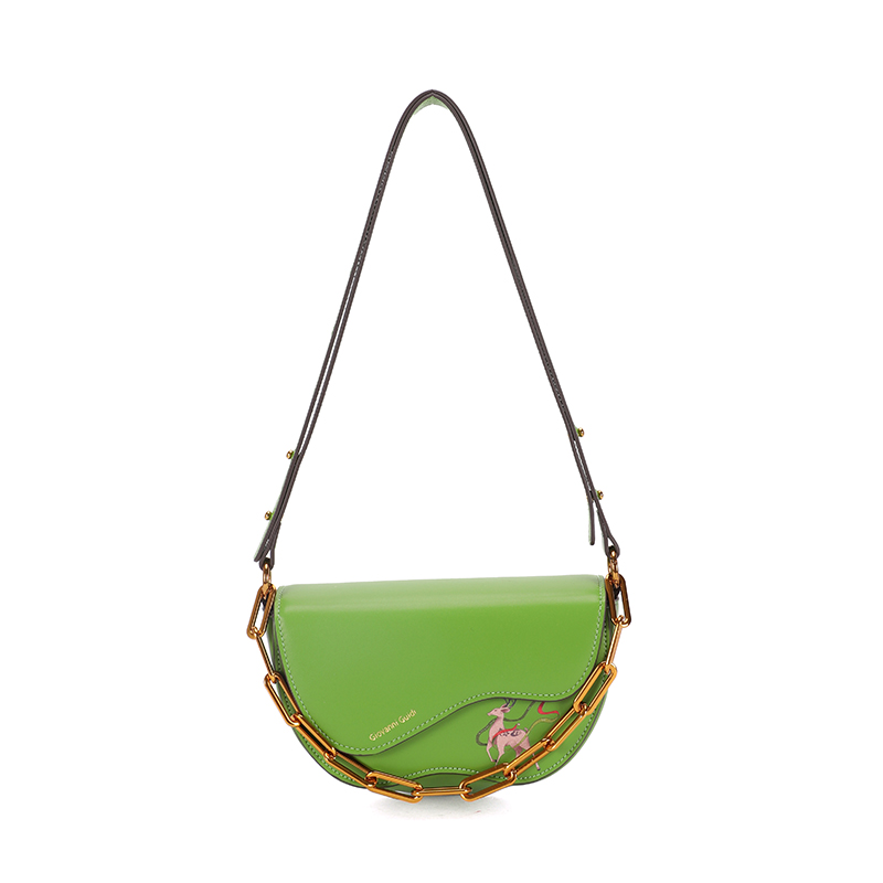 Giovanni Guidi Western Style Women's Bag 2022 New Popular Iron Chain Shoulder Bag Fashion Messenger Saddle Bag 