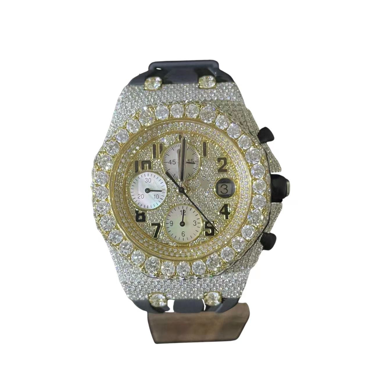 High Quality Fashion Diamond Original Authentic Watch 9k Gold Men's Watch Diamond Aftermarket