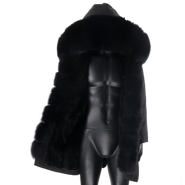 Wholesale Winter Detachable Faux Rabbit Fur Lining Fox Fur Collar Men Coat Jacket Long Mens Fur Parka 