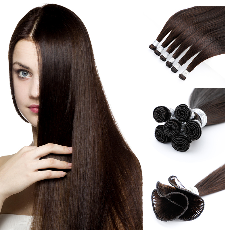 Leshine Wholesale Russian Hair Full Cuticle Aligned Double Wefted Hand Tied Weft Hair Extension 