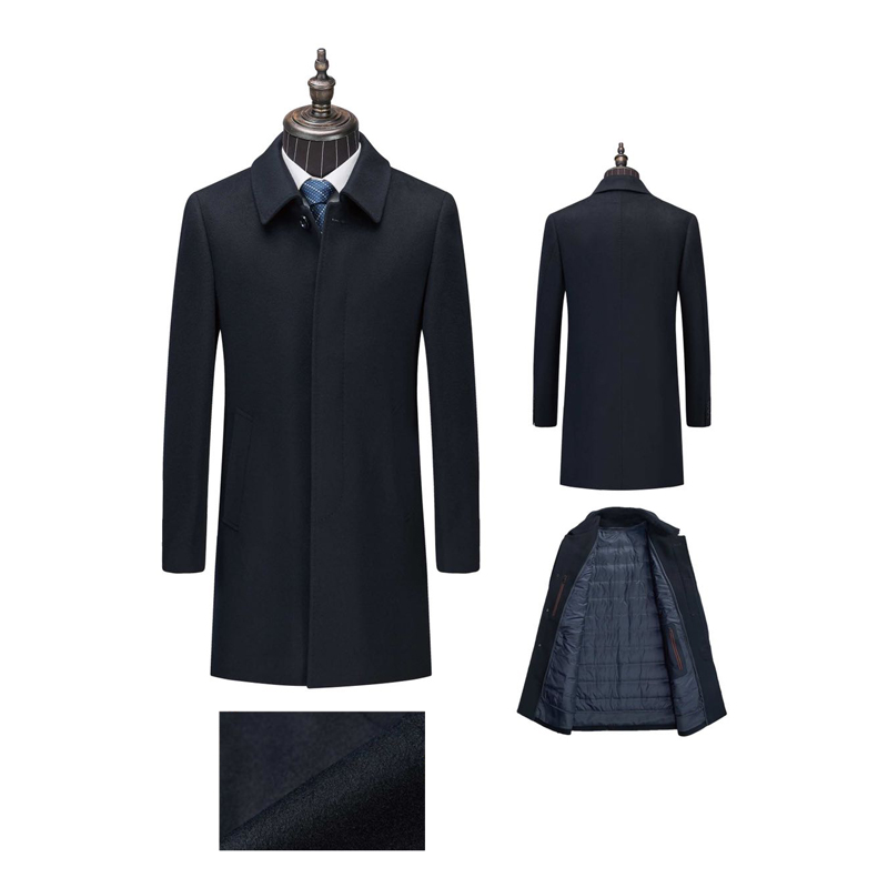 Classic Design Winter Keep Warm Men's Overcoat Fabric Sheep Wool 100% Down 90% Liner Comfortable Men's Long Coat 