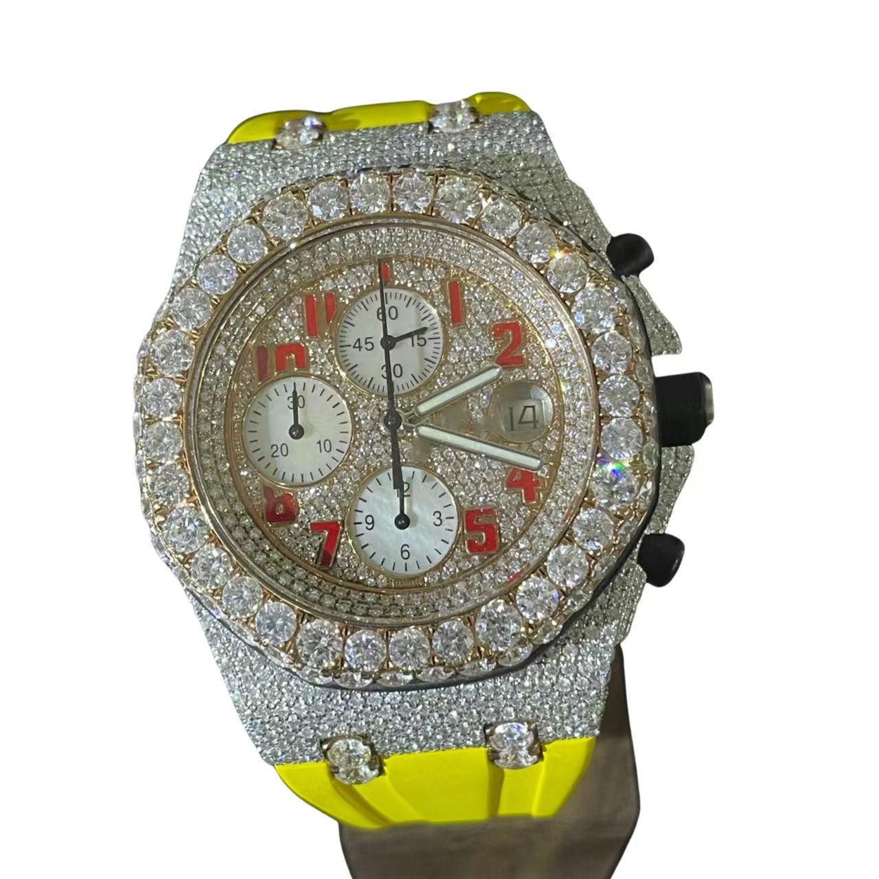Diamond Original Authentic Watch 9k Gold Men's Watch Diamond Aftermarket Business Hiphop