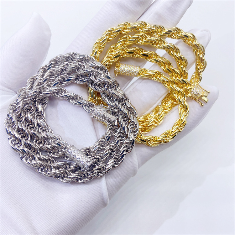 Gold-plated Sterling Silver Unisex Luxury Necklace Braided Rope Style Jewelry 