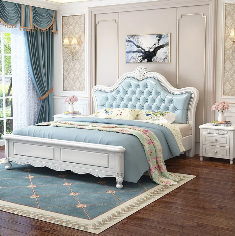 Luxury Solid Wood Bed Modern Minimalist 1.5m European Wedding Bed American Bed White Bedroom King Size 