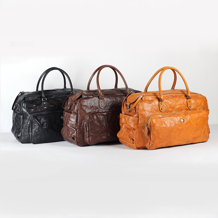 Factory direct wholesale fashion bright color large capacity men women large capacity business travel bag Vegetable Tanned Leather