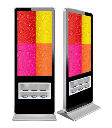 43 Inch Standing Floor Advertising Display With Wireless Phone Charging Station 