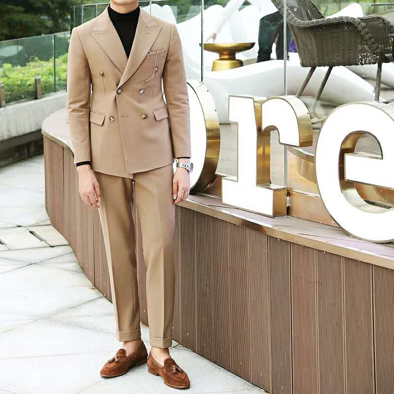 Business Double-breasted Spring and Summer Men's Moral Style Fashion Gentlemen's British Baitie Suits
