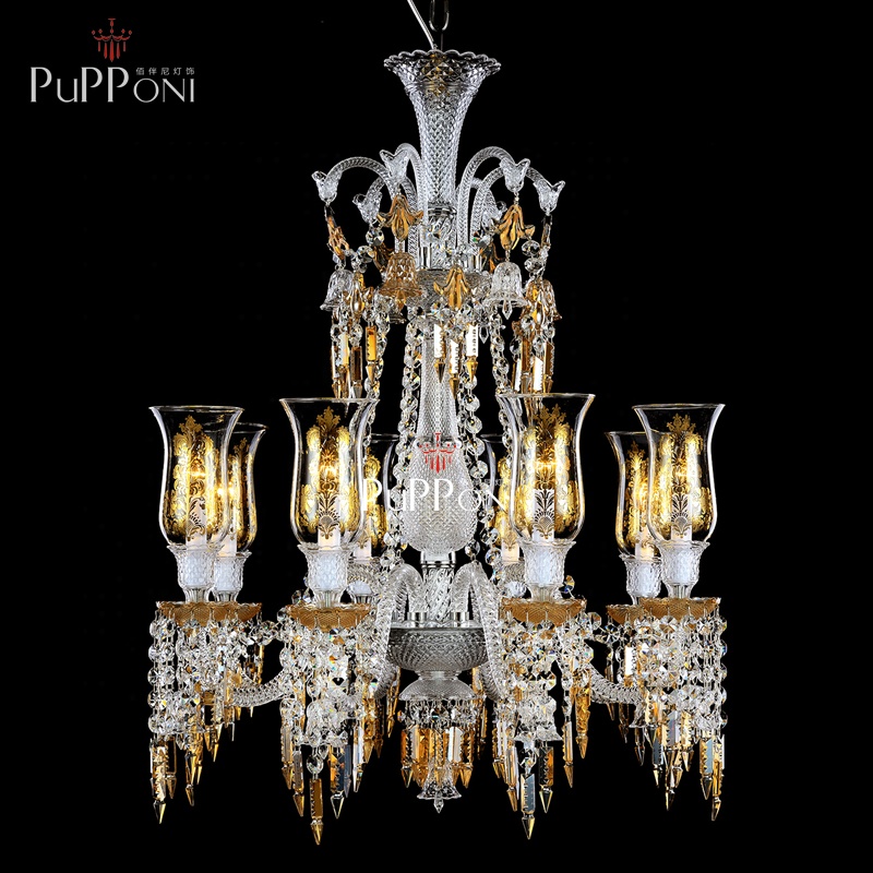 12 Light European Style Amber Crystal Chandelier Luxury 