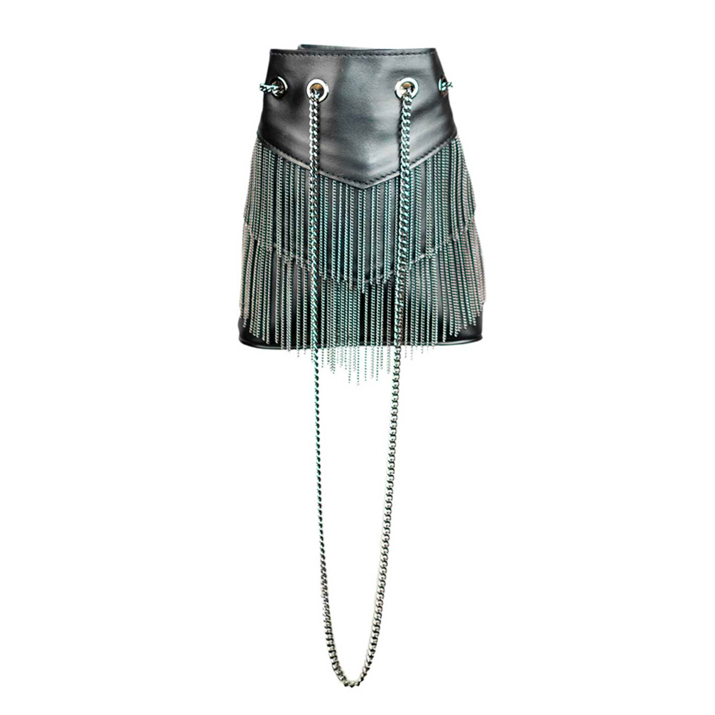 Mini Vbucket Black Luxury Made In Italy Black Leather Minibucket Bag With Brass Fringes Boho-chic Touch For Retail And Wholesale 