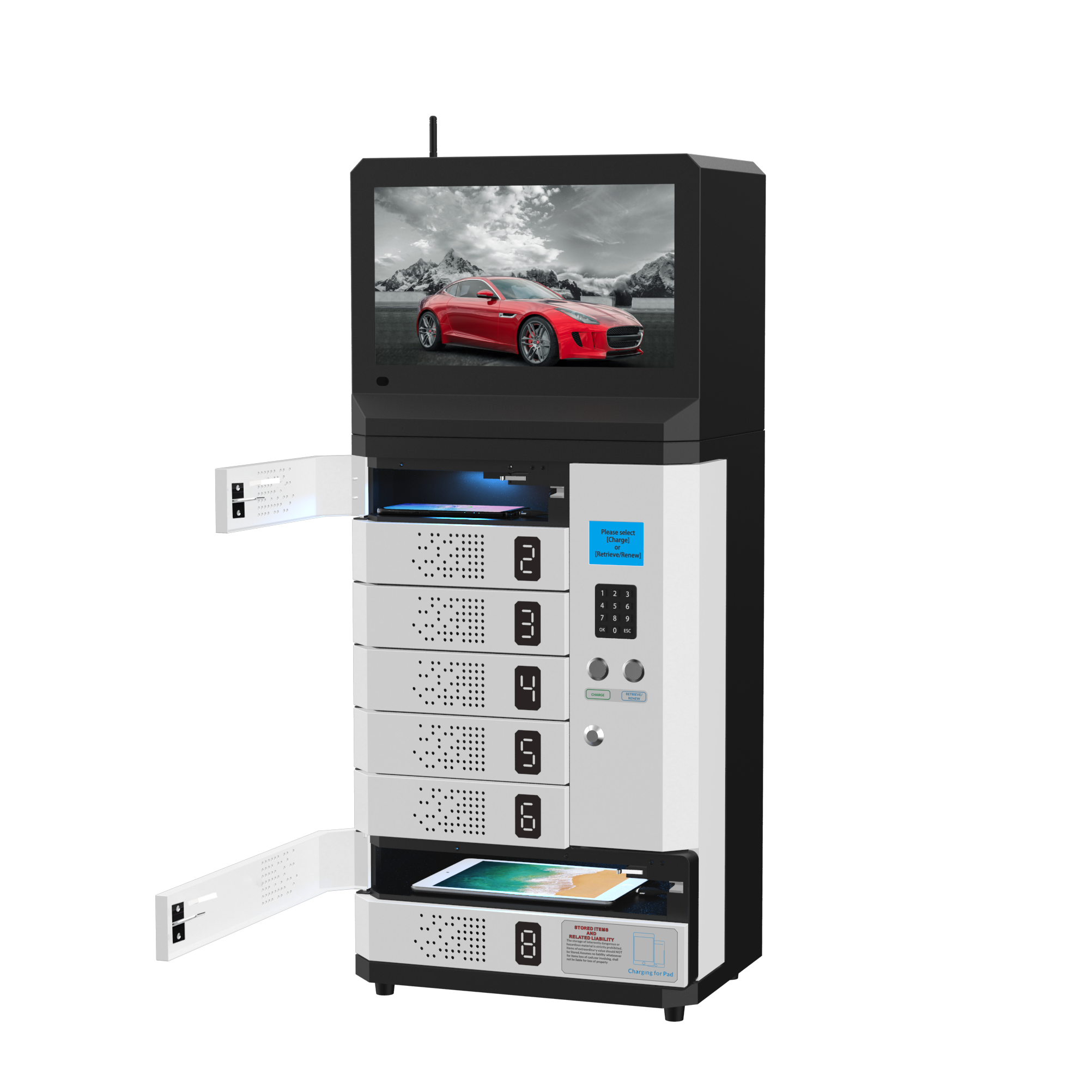 Fast Charging Station Mobile Device Charging Locker With 15.6 Inch Android Screen For Laptop/tablet Multi-grid Charging 