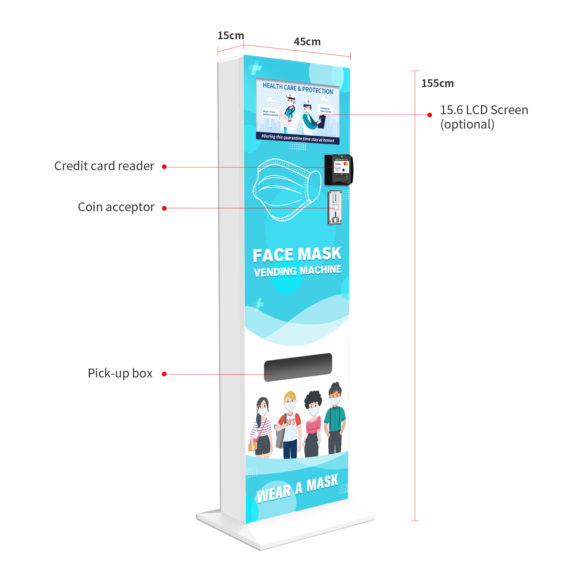 Coin Operated Automatic Face Mask Vending Machine For Sale Vending Dispenser With Credit Card Payment 