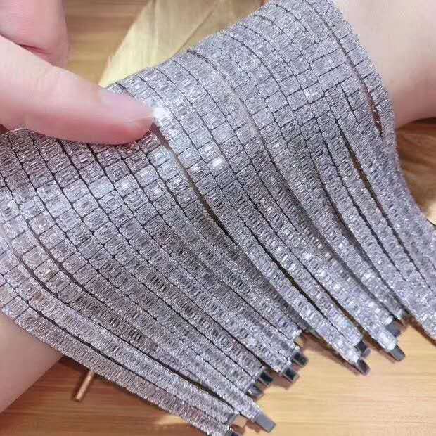 Wholesale Hip Hop Style Luxury Custom Jewelry Natural Diamond Iced Out Tennis Diamond Bracelet 18k Solid Gold 