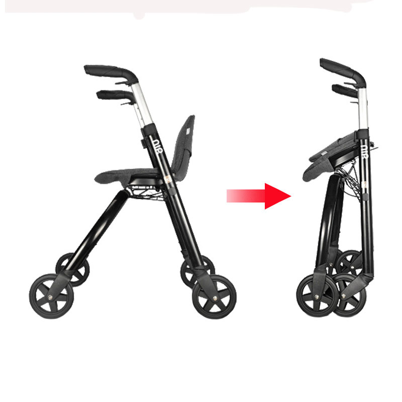 Walking Aid For The Elderly Four Wheeled Walking Stick Stool Trolley Booster For The Elderly 