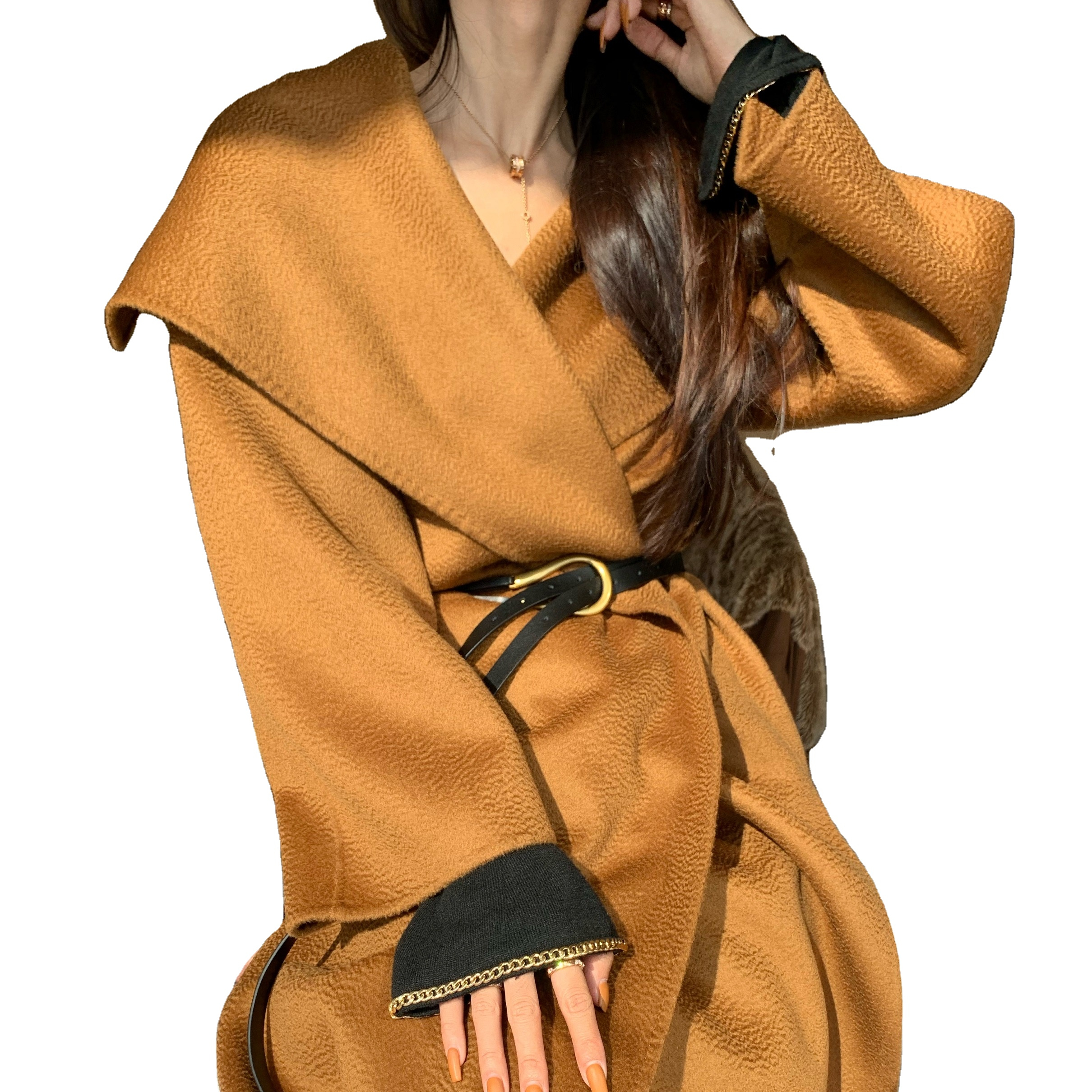 The Newest Luxury European Style Women's Jackets &amp; Coats Fashion Clothes Women Long Cashmere Wool Coat 