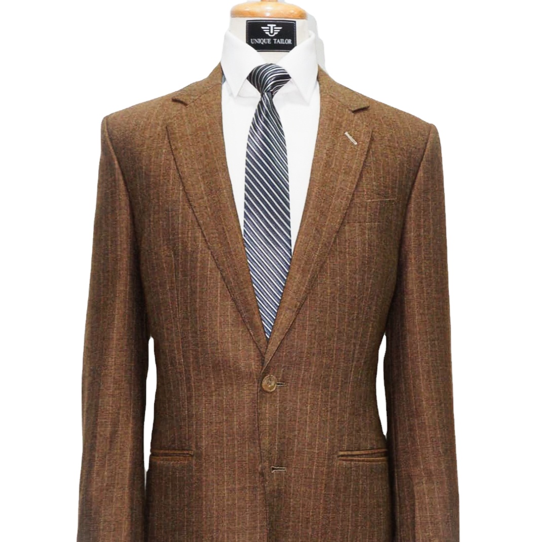 High Quality Businessman Suit Oem Service Breathable Pinstriped Anti-wrinkle Anti-shrink Special For 4 Seasons Elegant 