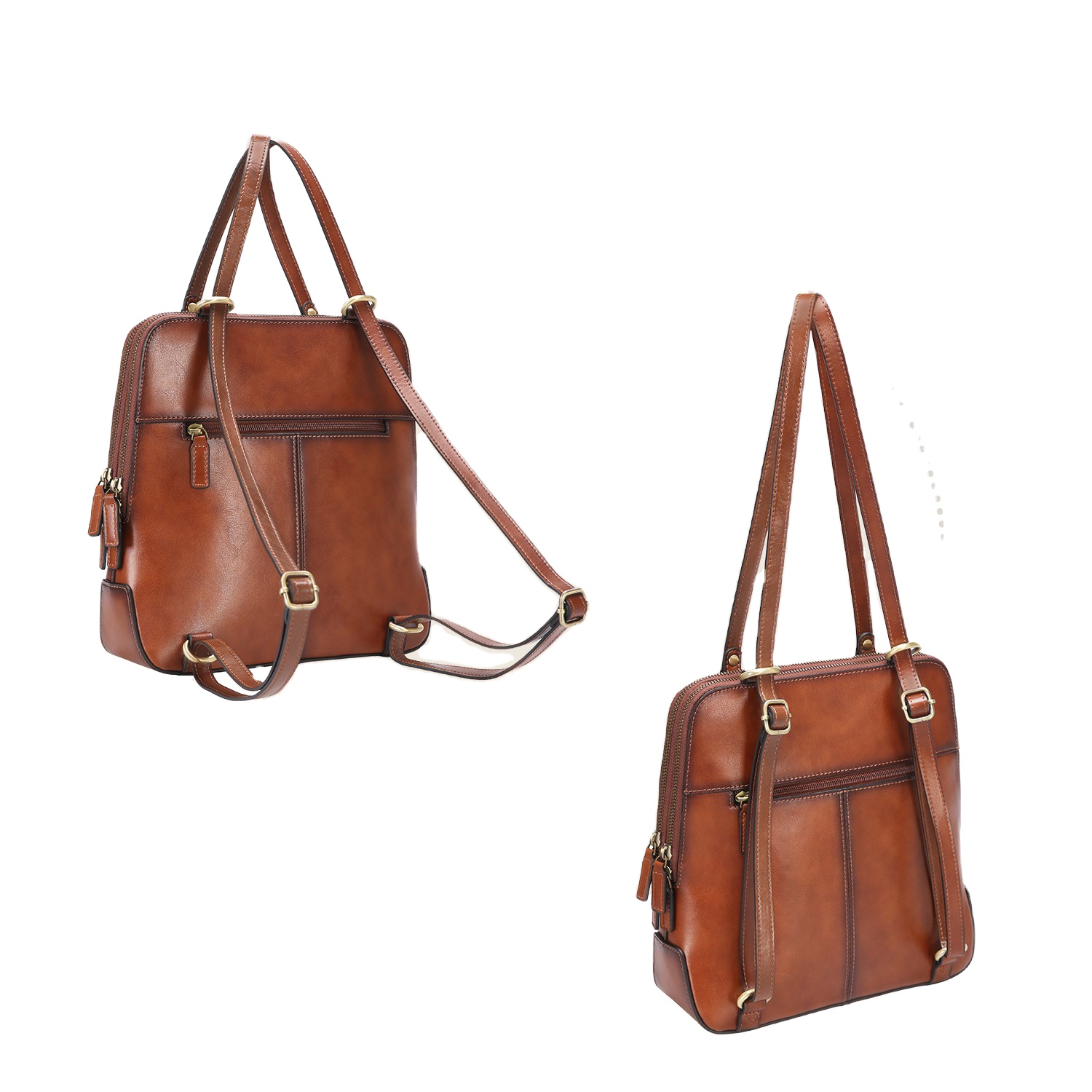 Banuce Fashion Vintage Brown Cowhide Genuine Leather Backpack For Women Wholesale High Quality 