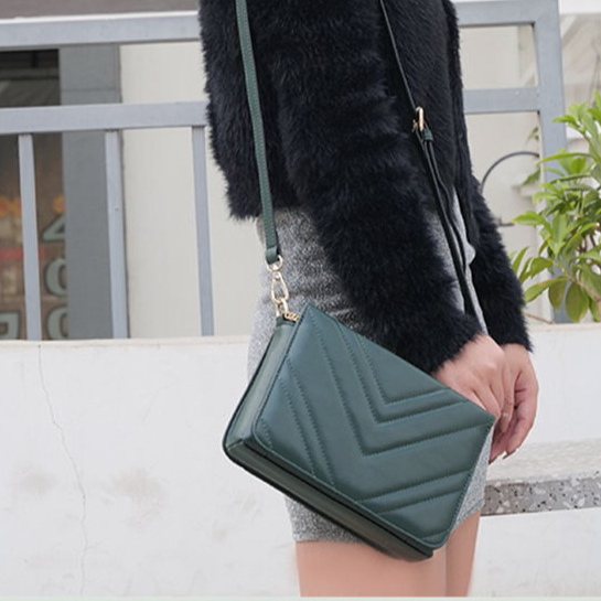Deep Green Pu Leather Women Finger Print Hand Bag Sac A Main Eleg En Cuir Gold Chain Decor Fingerprint Module Handbags 