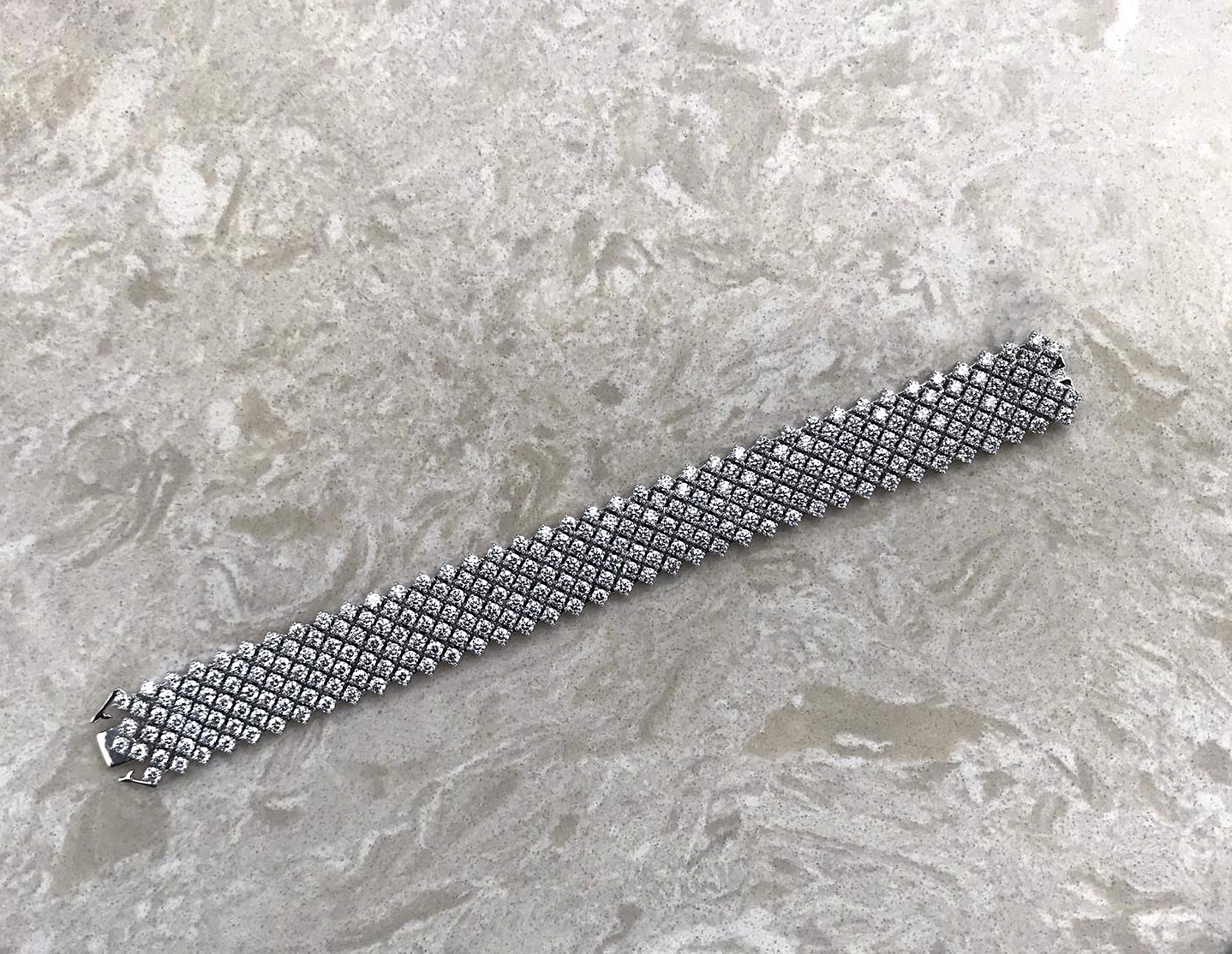 New Elegant 18k White Gold Set With Round Brilliant Real Natural Diamond Fine Jewelry Bracelet