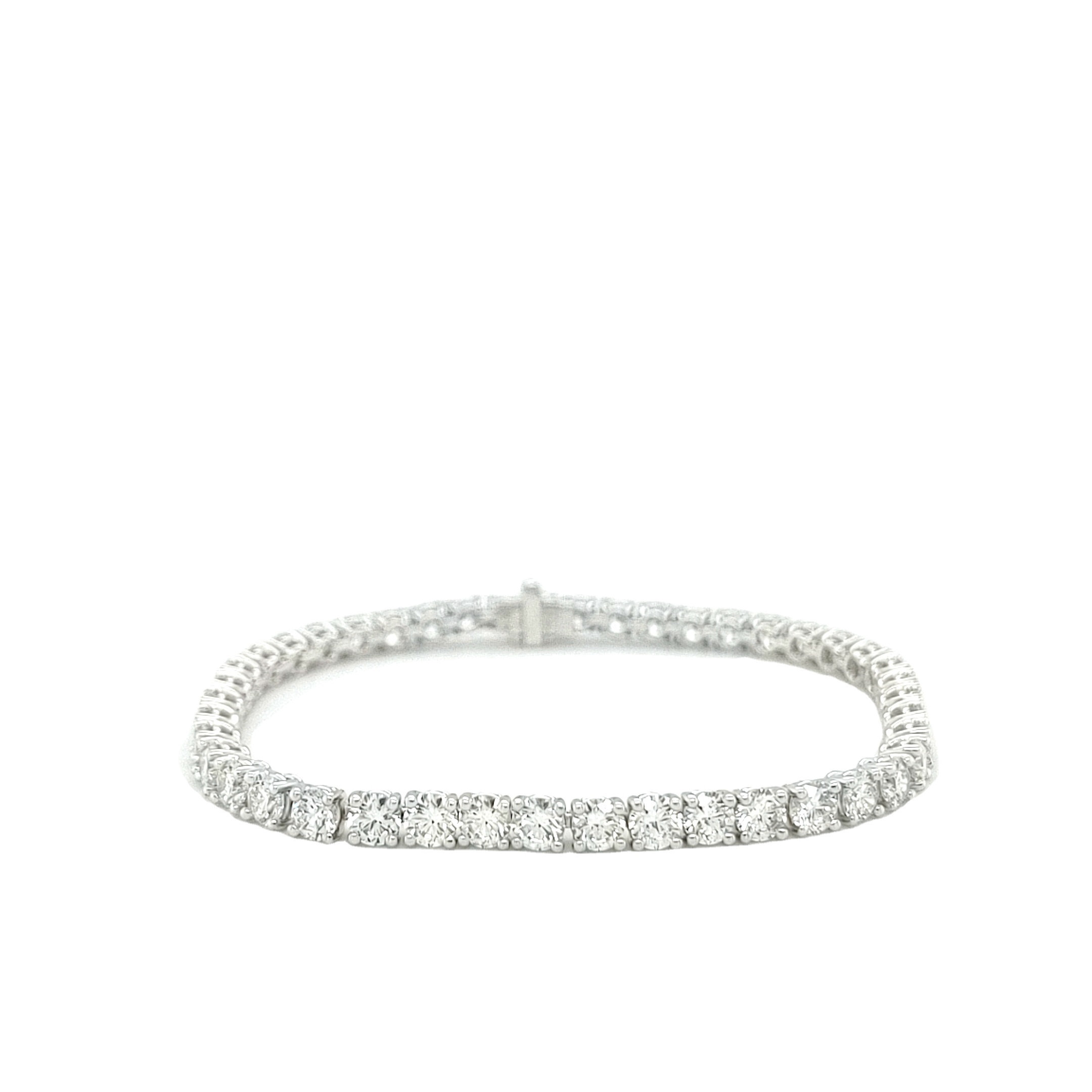 Classic Style 18k White Gold Set With Round Brilliant Cut Real Natural Diamonds Tennis Bracelet For Women