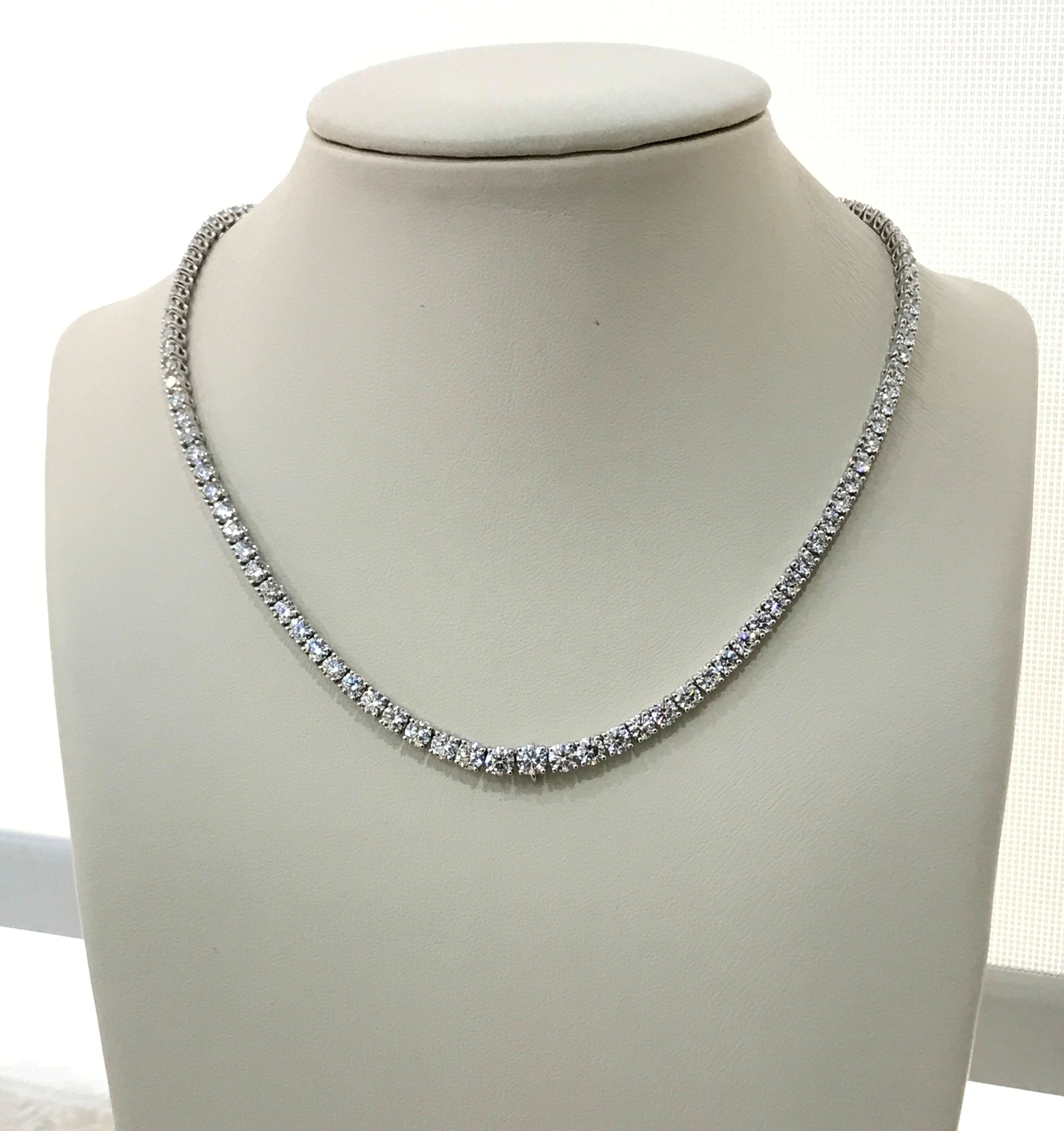 Classic Design 18k White Gold Set With Round Brilliant Cut Real Natural Diamond Tennis Necklace Fine Jewelry For Women