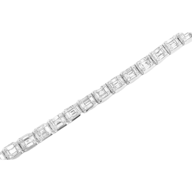 8.50 Carat Baguette Square Diamond Link Bracelet 14k Gold For Women And Men
