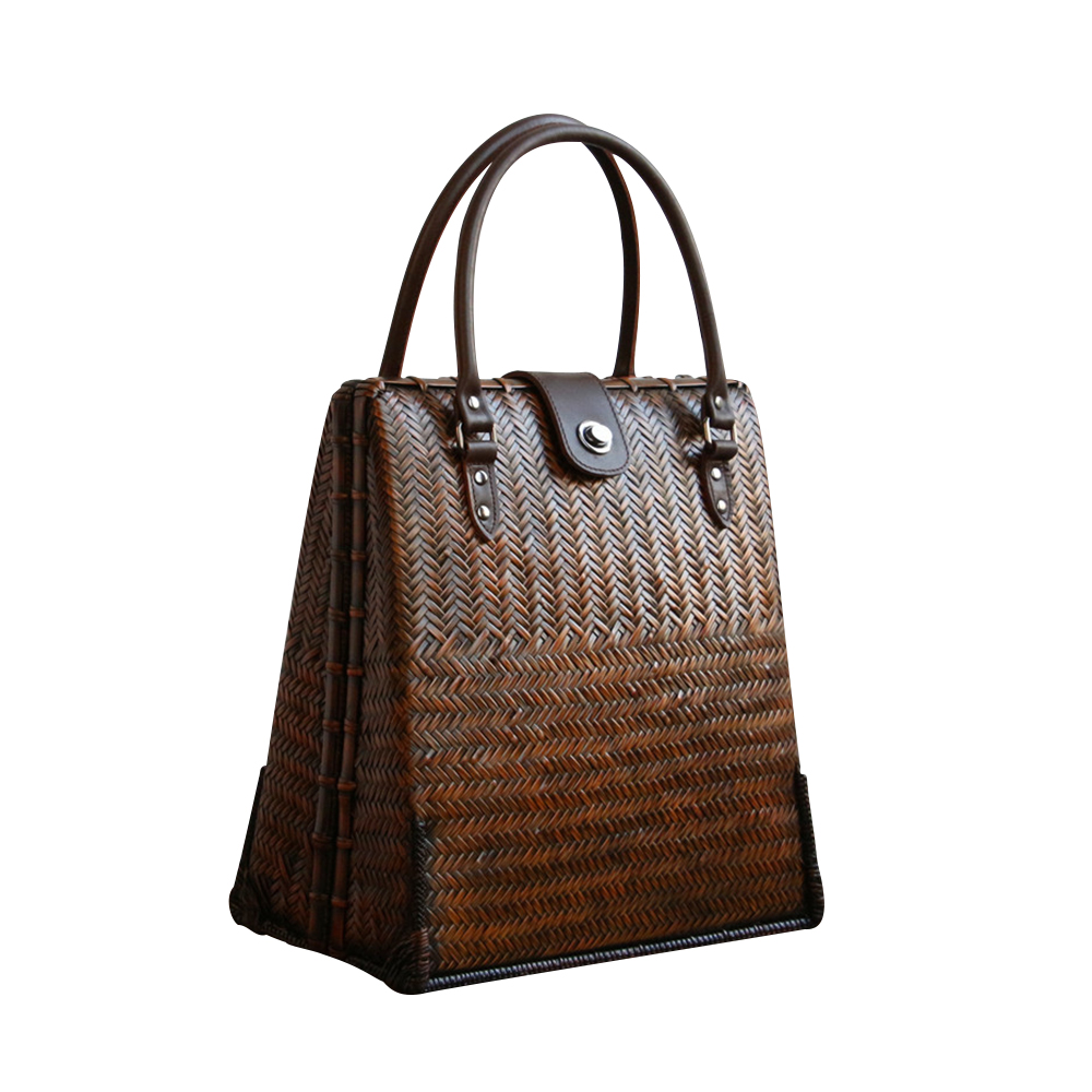 Womens Vintage Bamboo Woven Handbag Handmade Large Tote Bag Luxury Fashionable Shoulder Bags